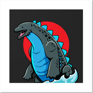 Blue Godzilla with blue flames Posters and Art